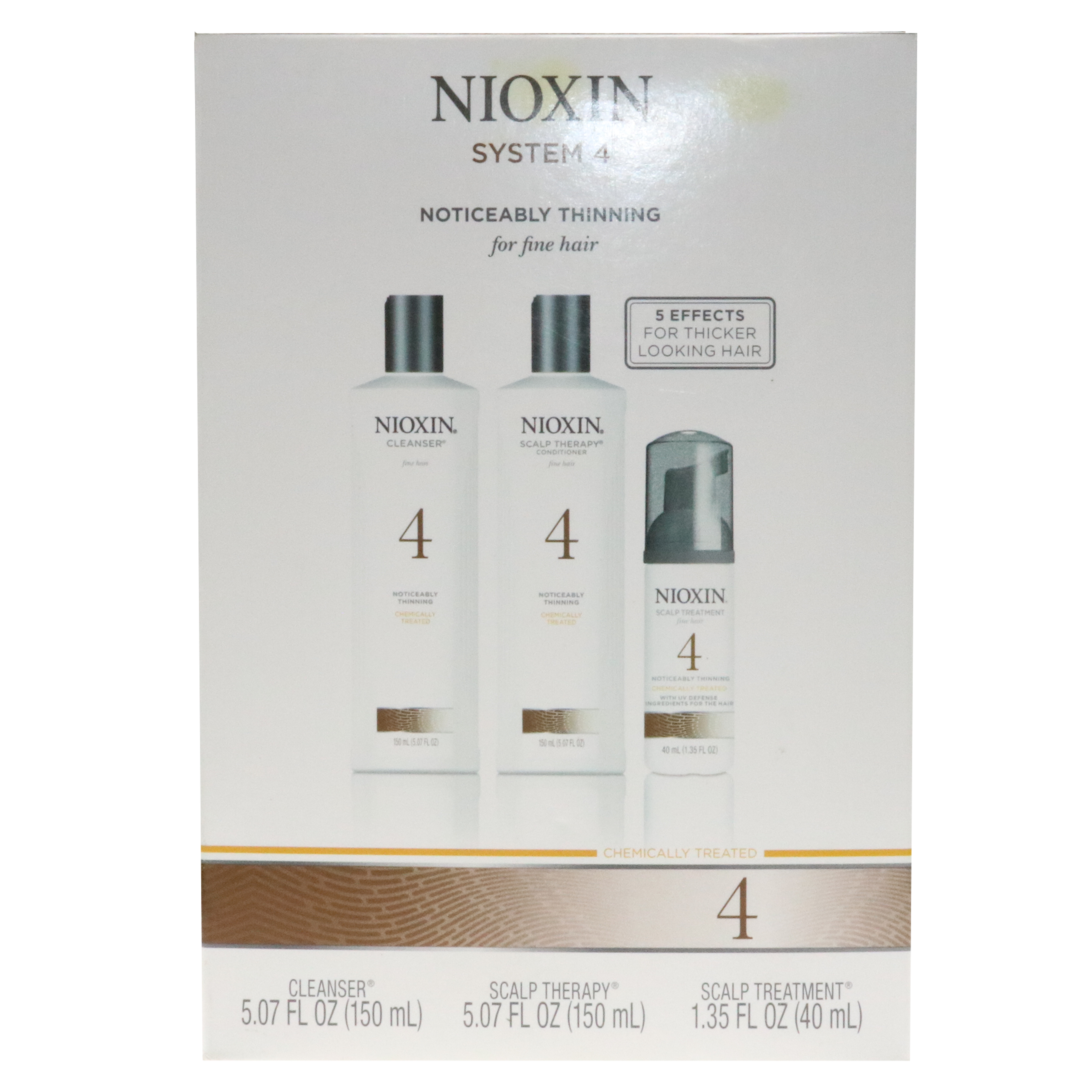 Nioxin System 4 Cleanser 5.07oz, Scalp Therapy 5.07oz, Scalp Treatment 1.35oz, Hair System Kit Noticeably Thinning For Fine Hair