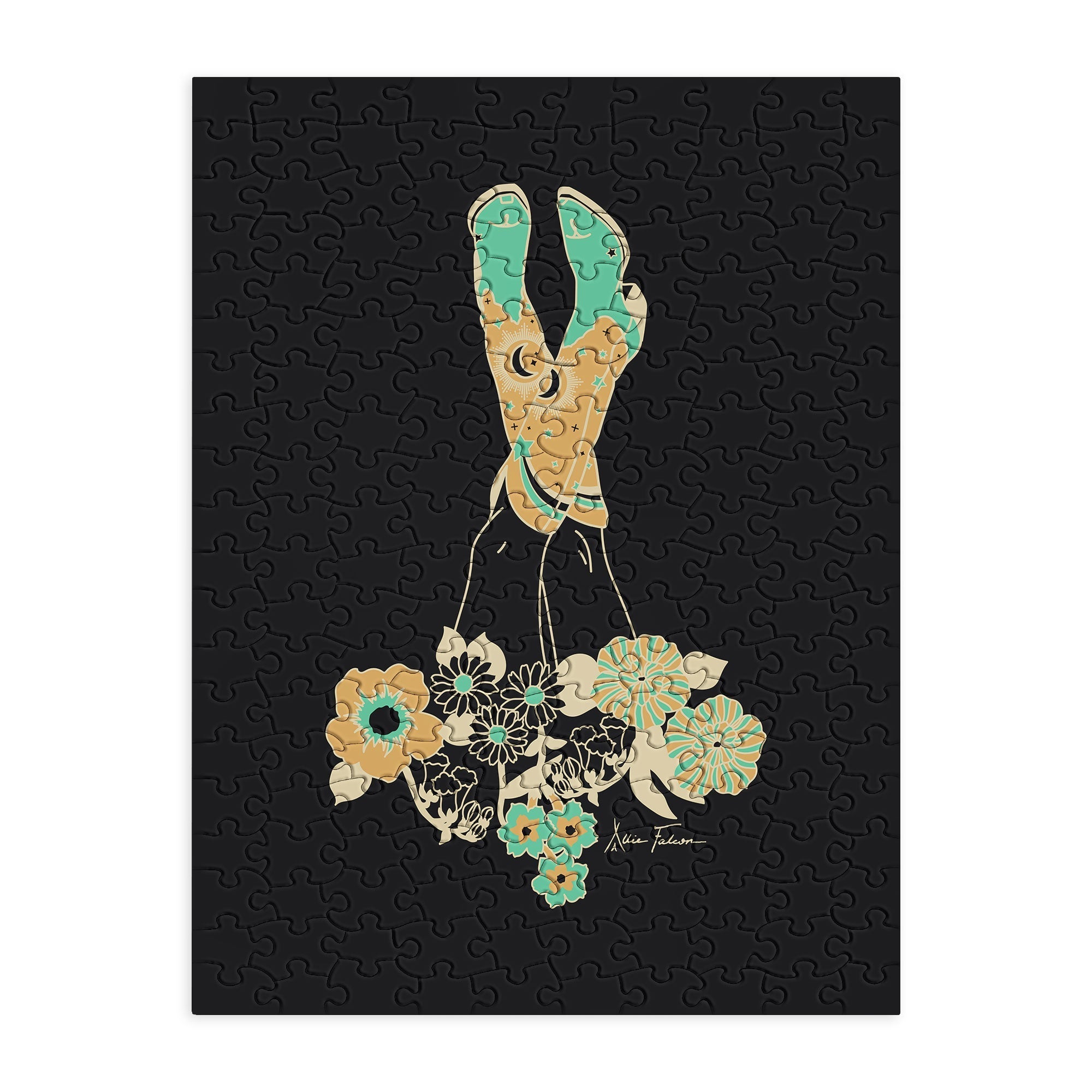 Love Stoned Cowboy Boots Emerald Jigsaw Puzzle (DS) DD