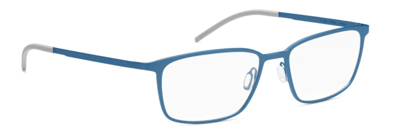 orgreen IO mens rectangular titanium handmade in japan danish design scandinavian classic front 1238 matte metallic blue